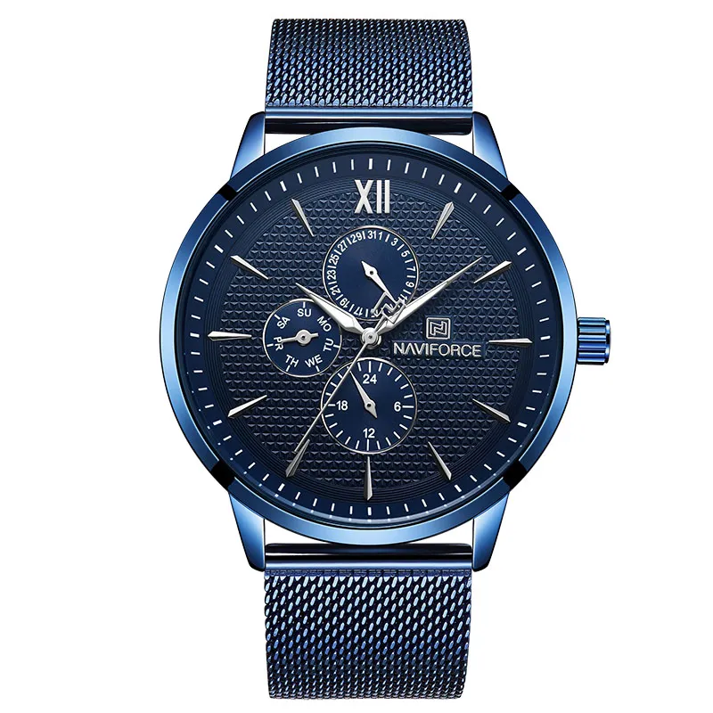 NAVIFORCE Top Brand Luxury Watches Men Stainless Steel Ultra Thin Watches Male Date Quartz Clock Sports Watch Relogio Masculino2621