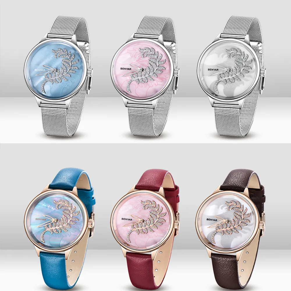 BENYAR Luxus Magnet Schnalle Quarz Uhren Für Frauen Einfache Rose Gold Desgin Kreative Armband Kleid Damen Watch223i