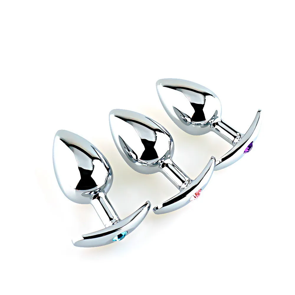 Smooth Touch Lega di alluminio Butt in metallo con gioielli in cristallo Piccolo medio Nessun vibratore Plug anale Beni privati uomo C19010501
