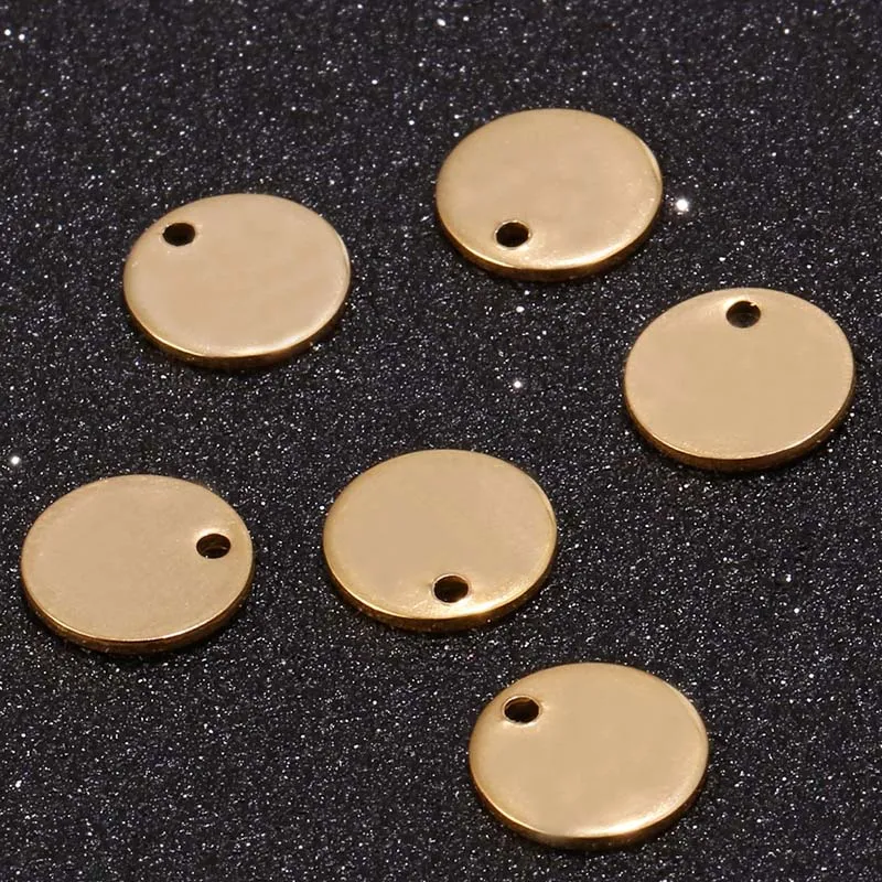 Breloque ronde en acier inoxydable 304, or Rose, disque, estampage, étiquettes vierges, fourniture de fabrication de bijoux en métal, 8mm, 10mm, 1311Y
