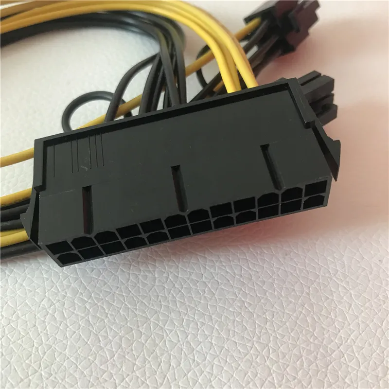 PC PSU ATX 24-stifts Kvinna till dubbla PCI-E 6-stifts Male Converter Adapter GPU Power Cable Cord 18Awg 30cm Jumper Starter