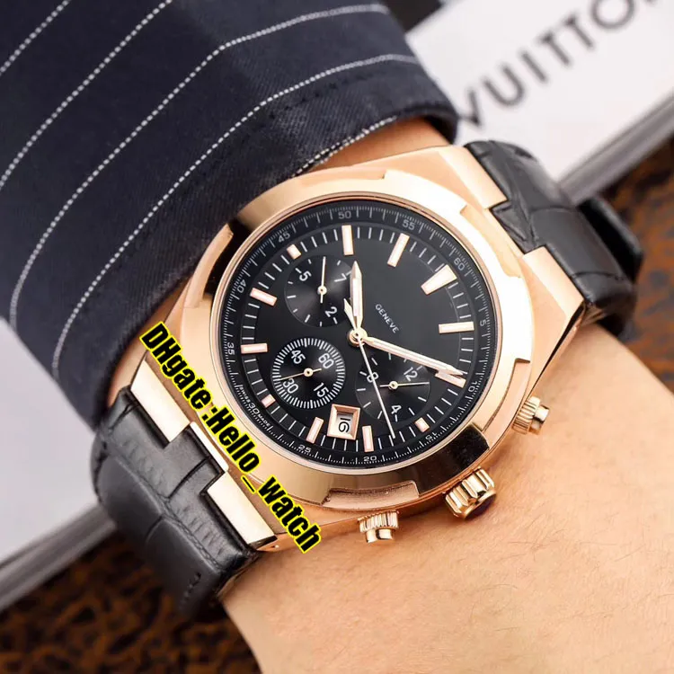 Cheap New Overseas 5500V 000R-B435 Automatic Mens Watch Date Brown Dial Rose Gold Case Brown Leather Strap Gents Watches Hello wat271M