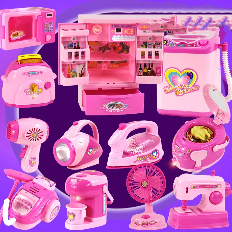 Kid Children Mini Simulation Plastic Pink Kitchen Home Appliances