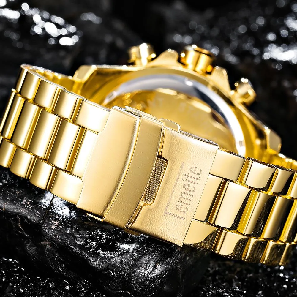2022 Relogio Temeite 2018 New Quartz Watches Mens Fashion Creative Heavy Imperproofrproofrwatch Luxury Gold Blue Full Steel masculino