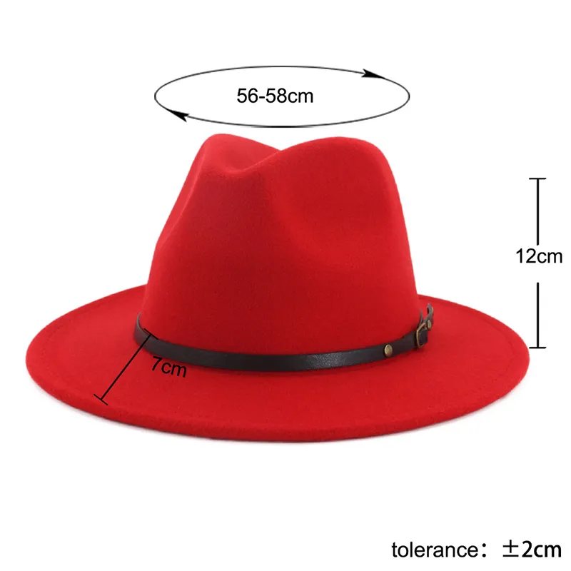 Trend Red Black Patchwork Wool Felt Jazz Fedoras Hat For Men Women Top Cap Winter Panama Women Hats For Church British Flat Caps Y302s