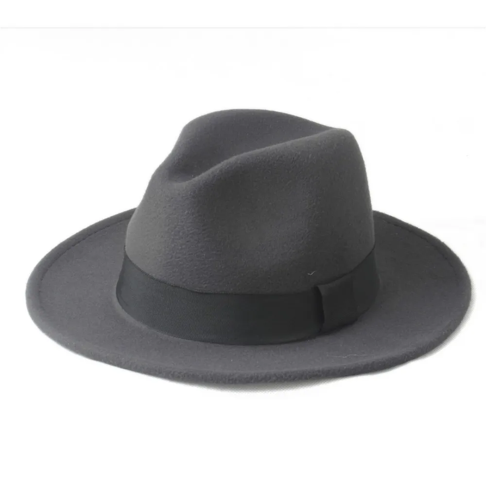 2ビッグサイズ100％ウールの男性は、紳士のためのトリルビーフェドラの帽子を感じましたワイドブリムトップクロッシュパナマサンブレロキャップ56-58サイズ59-61cm Y19270M