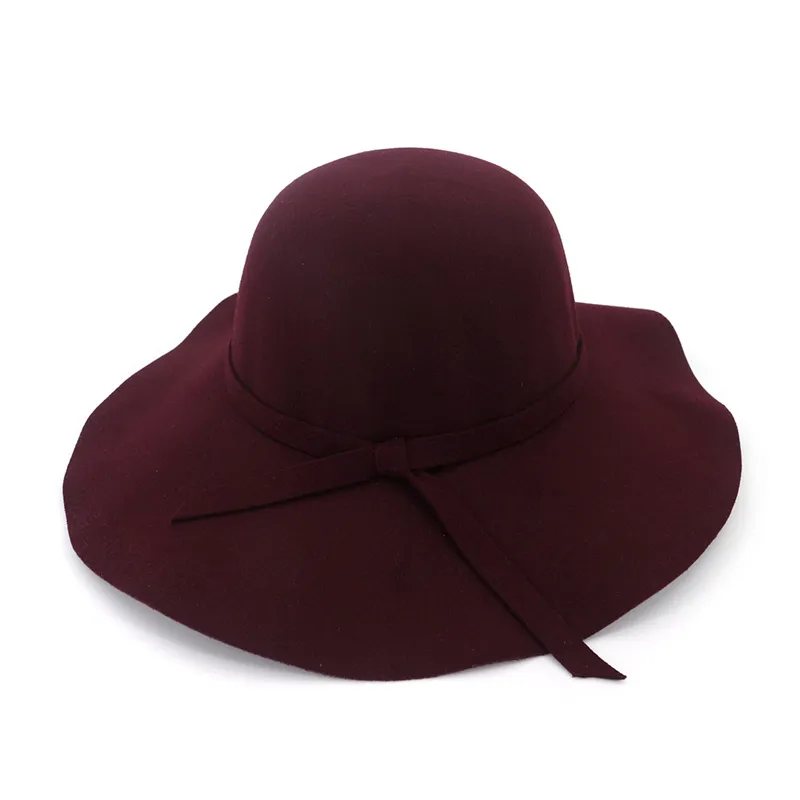 Moda feminina senhora aba larga lã feltro fedora chapéus flexíveis vintage feminino menina redonda fedoras cloche boné trilby bowler hat334o