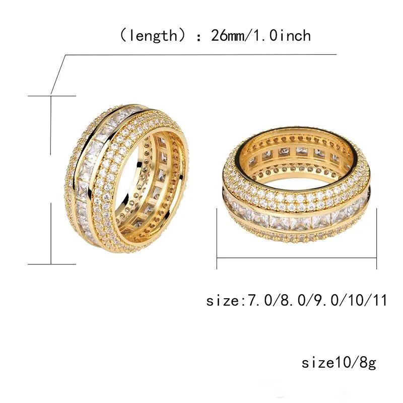 حلقات الهيب هوب الذهب مطلي بالرجل الذهبي الفضة اللون الزركونيا الزركونيا الهيب هوب رينج أزياء الأزياء المجوهرات 2739