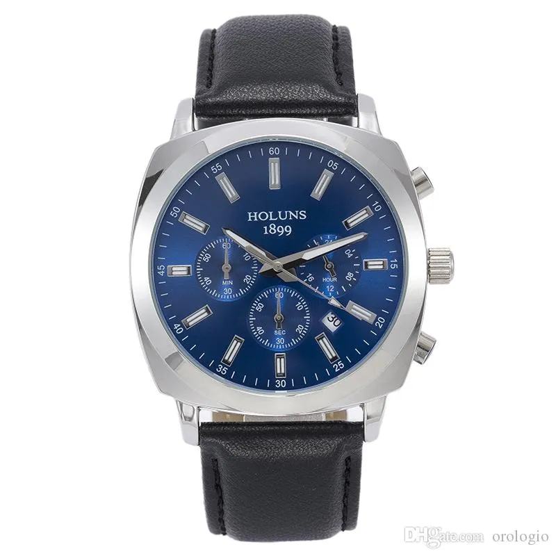 cwp LUXUSuhr Herren Top-Marke HOLUNS echtes 50 m wasserdichtes Leder Herren Business Casual Fashion Quarzuhren montre homme 007 274L