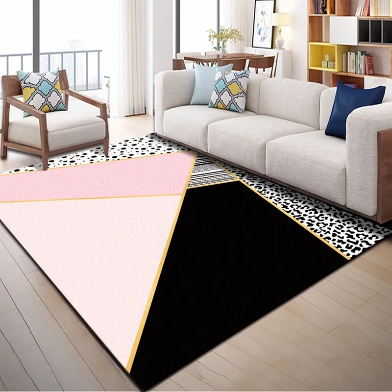 European Geometric Printed Area Rugs Large Size Carpets For Living Room Bedroom Decor Rug Anti Slip Floor Mats Bedside Tapete Y200292p