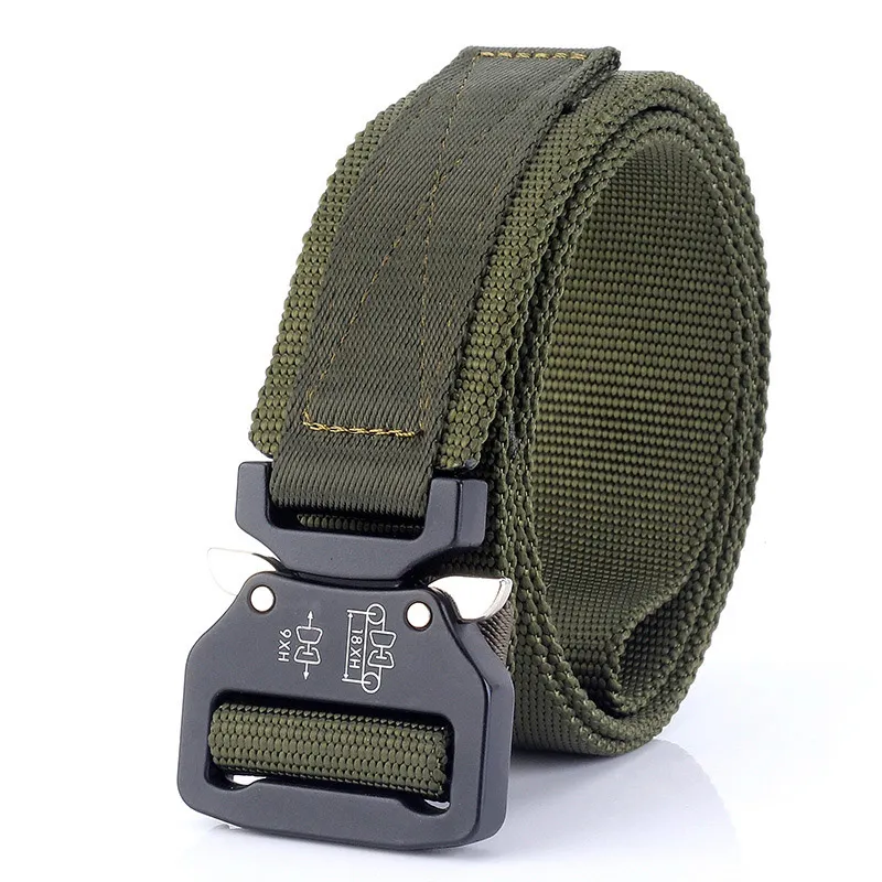 Moda Uomo Cinture tattiche Cintura in nylon Cintura resistente con fibbia in metallo Cinture militari regolabili uomo Outdoor Sgancio rapido J3004