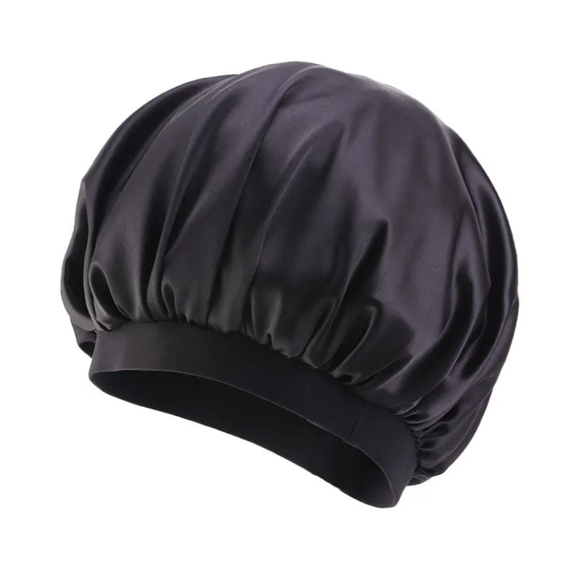 Whole Lot Women Men Satin Night Sleep Cap Hair Bonnet Hat Silk Head Cover Wide Elastic Band One Size3525302