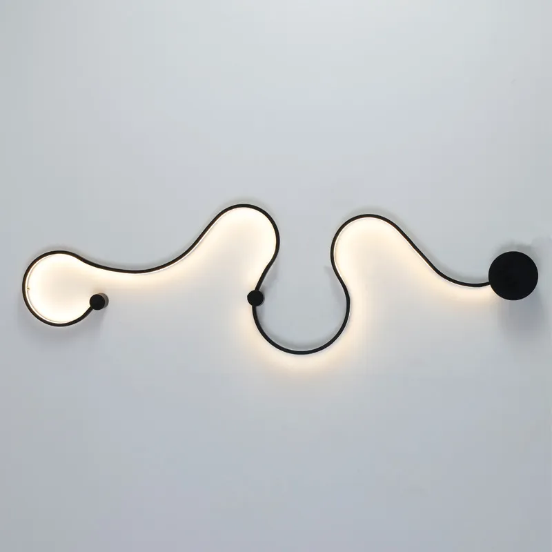 Lámparas de pared LED de serpiente, luces curvas creativas minimalistas modernas, lámpara de luz acrílica creativa, aplique de cinturón nórdico para Dec215s