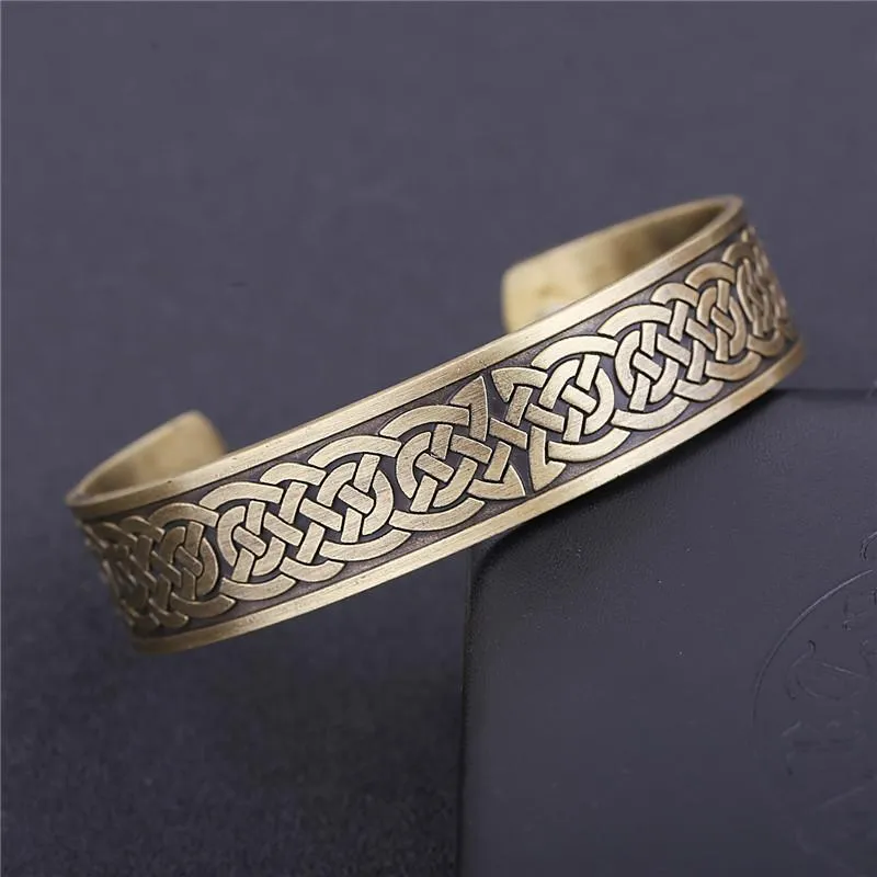 GX014 Şanslı Knot Tasarım Dini Desen Bangles Açık uçlu manşet viking tarzı muska bilezik manyetik sağlık mücevherleri223c