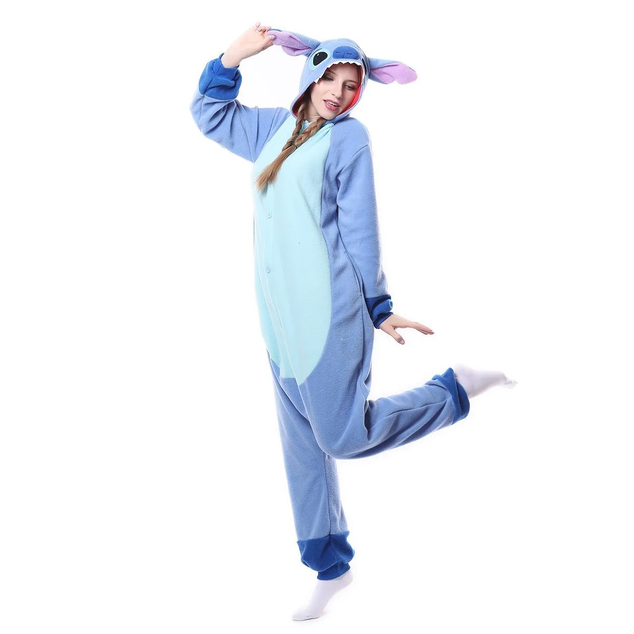 Unisex-Einteiler-Pyjama für Erwachsene, Stich-Tier-Nachtwäsche für Halloween-Party-Kostüme, 259 g