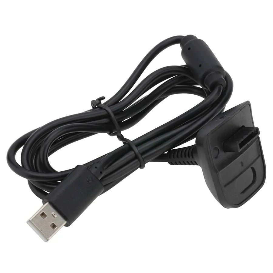 Carregador de substituição do cabo de carga do fio do cabo de carregamento do USB preto para o controlador do jogo sem fio do Xbox 360