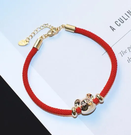 Китайский стиль ниша дизайн зодиака крыса красный веревый браслет темперамент Женский простая индивидуальность