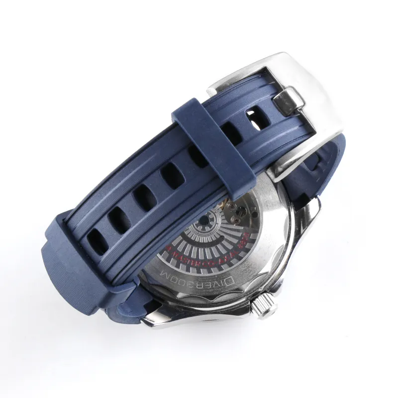 20mm Uhrenarmband Herren Blau Schwarz Wasserdicht Silikon Gummi Uhrenarmbänder Armband Verschluss Schnalle Für Omega New 300 Tools Gebogen E318G
