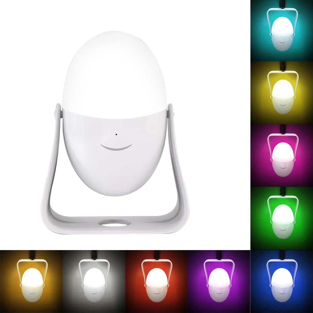 Brelong Fun RGB Egg Rotating Portable Night Light Para Romantyczne wielokolorowe światła atmosfery dla sypialni 218y