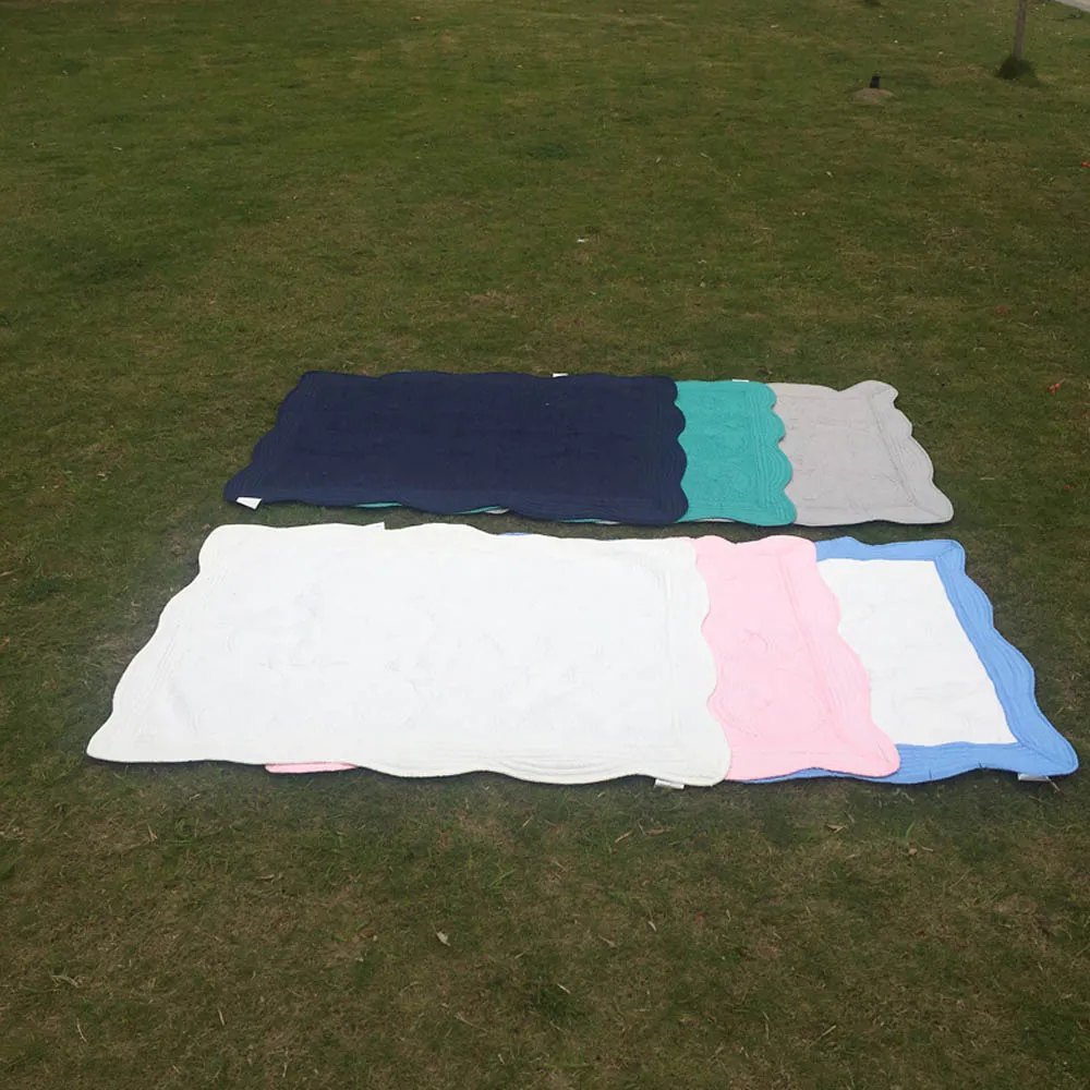Cobertores acolchoados de algodão recortados, cobertores inteiros, plissados, branco marinho, presente para bebês, 10 cores, envoltórios para bebês dom538302j