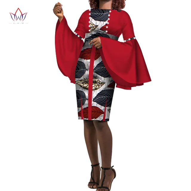 2020 Plus Size Dames Katoenen Jurk 6XL Afrika Ankara Jurken voor Dames Dashiki Traditionele Print Riche Afrika Kleding WY3322