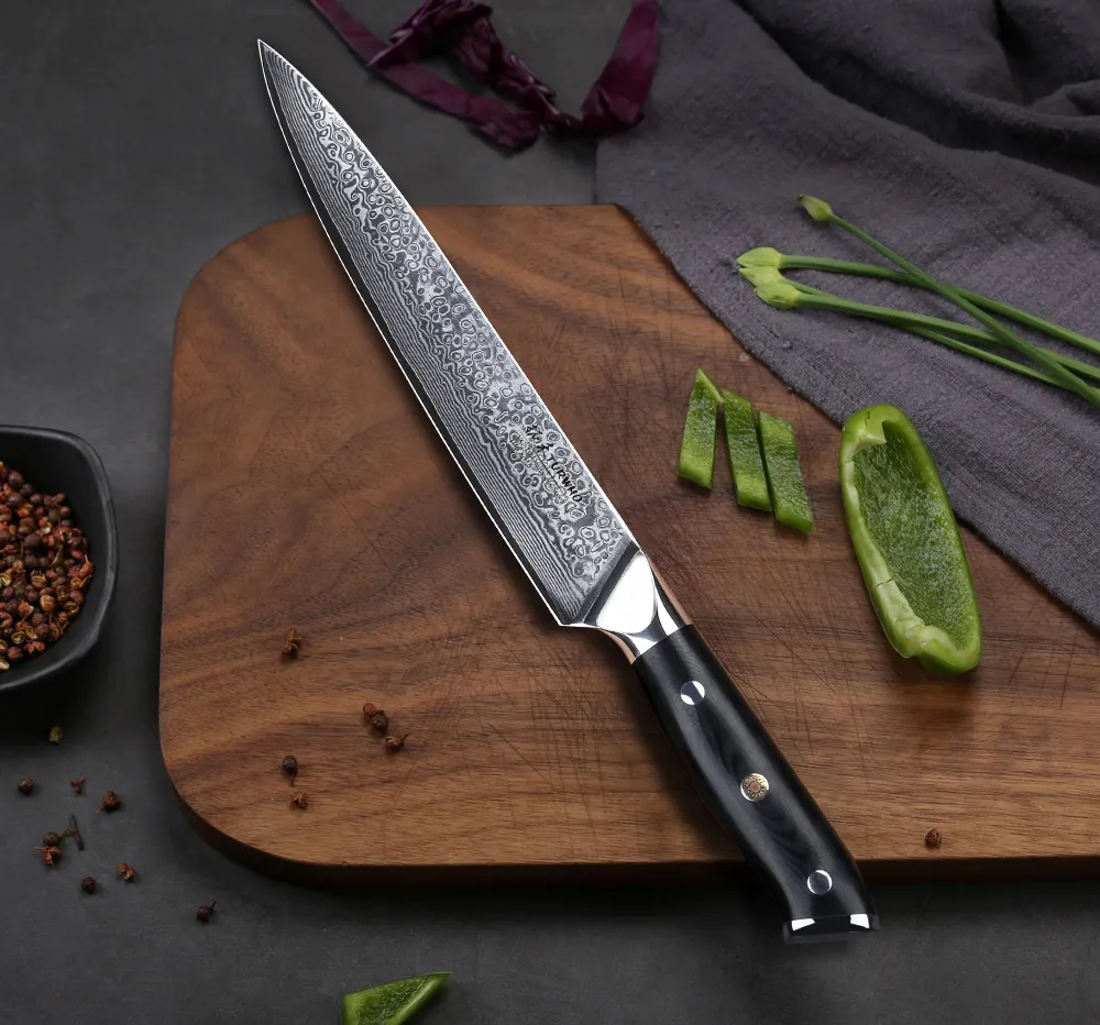 TURWHO 8'' Slicing LNIFE EAMASCUS Kitchen Knives 67 layers VG10 Steel LNIFE Meat Fish Salmon Sushi G10 Handle282F