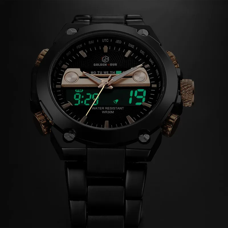 Reloj hombre Goldenhour Sport Quartz Mens Watch Top Brand Digital Male Clocks Imperproof Man Wrist Wistres 2019relogio Masculino2606
