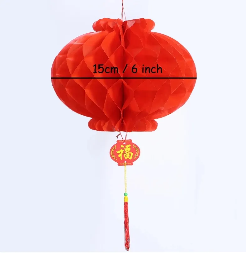 6 inç Geleneksel Çin Kırmızı Kağıt Feneri Yeni Yıl için Noel Dekorasyonu Hang Su Geçirmez Festival Lanterns228m