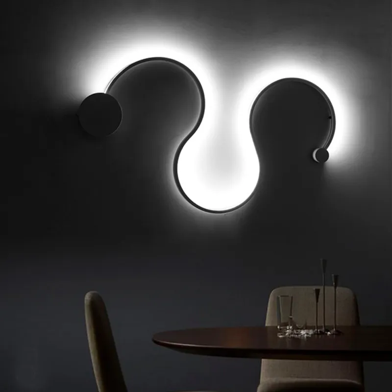 LED lampes murales serpent moderne minimaliste créatif courbe lumières créative acrylique lampe nordique ceinture applique pour Dec324y