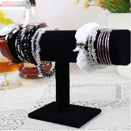 Nouveau Rose Rouge Noir Velours Bracelet Chaîne Montre T-Bar Rack Bijoux Dur Présentoir Titulaire Bijoux Organisateur Dur Présentoir G298z