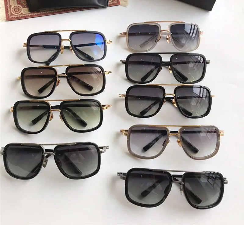 الرجال غير اللامعين الأسود الذهبي مربع نظارة شمسية رمادية الظلال العدسات Sonnenbrille نظارة شمسية عتيقة العين جديدة مع box241r