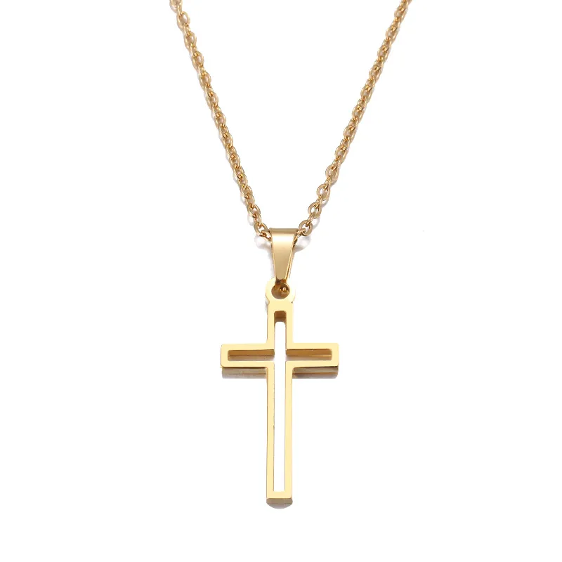Collier en acier inoxydable pour femmes, chaîne de couleur or et argent, petit bijou religieux en or, 8588414