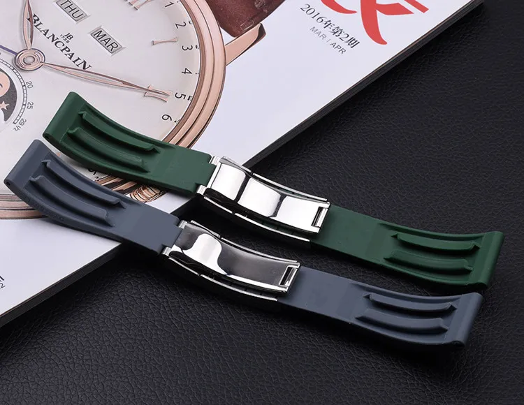 Accessoires de montre Bracelet de montre en caoutchouc de Silicone naturel pour homme Bracelet de montre pour Bracelet de rôle Submariner GMT OYSTER Bracelet 20mm2156