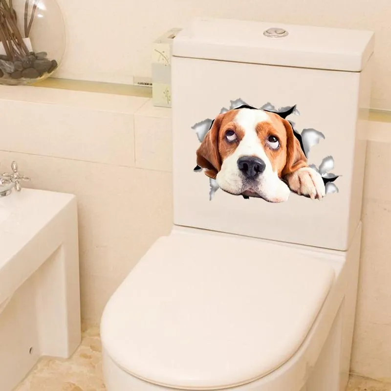 3d cucciolo adesivo muro creativo creativo bagno bagno bagno rimovibile