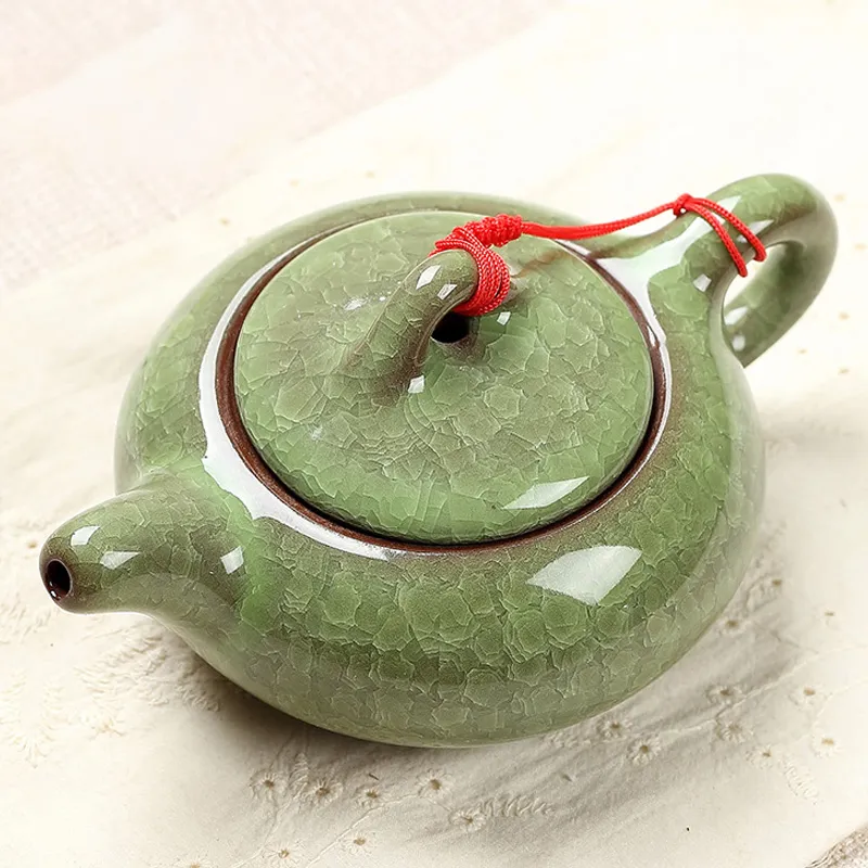 Tetera tradicional china con esmalte de grietas de hielo, juegos de té de diseño elegante, servicio de tetera roja de China, regalos creativos 2021245s