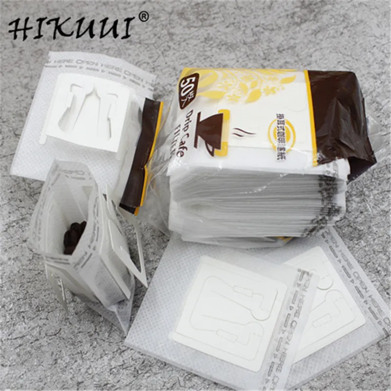 50 100 Combination Coffee Filter Påsar och Kraft Paper Coffee Bag Portable Office Travel Drip Coffee Filters Tools SET281H