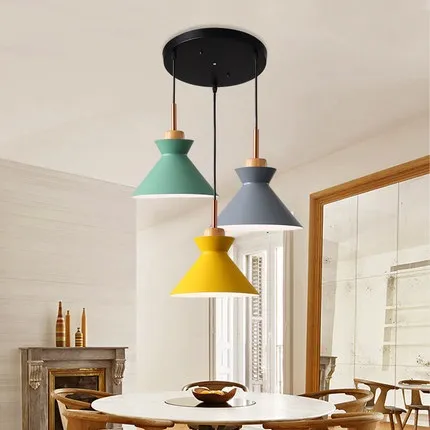 Conjunto de 3 lâmpadas de mesa de jantar luzes macaroon colorido led moderno luminária hanglamp para cozinha ilha teto sala lighting279o