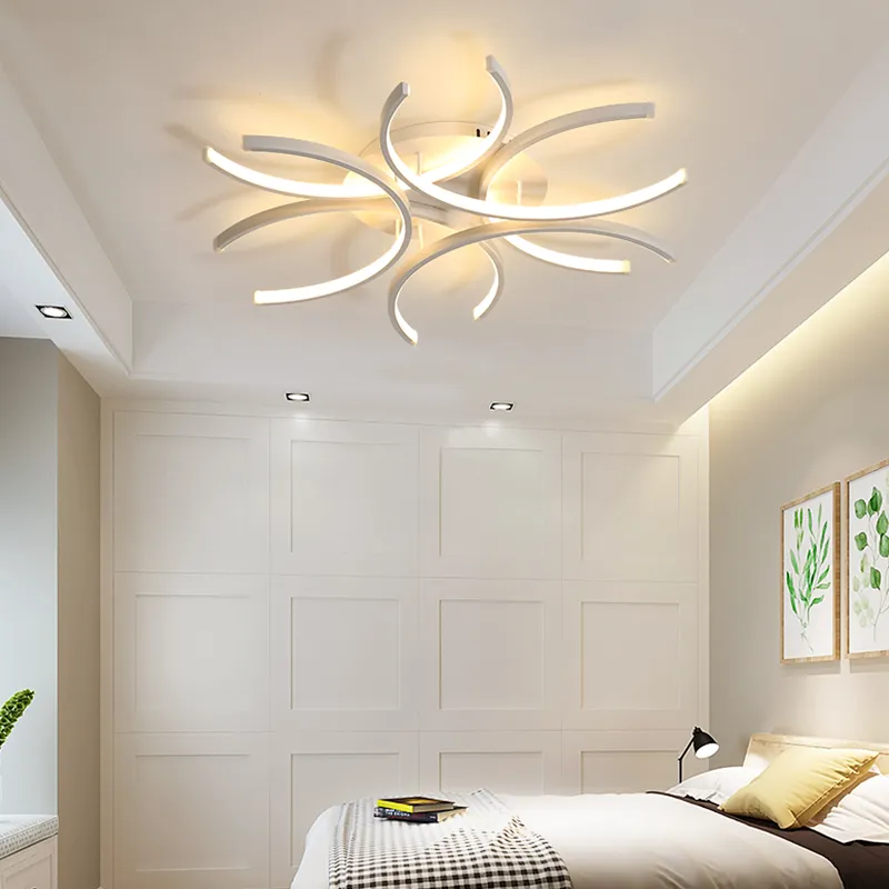 현대 3c LED 천장 조명 알루미늄 웨이브 흰색 표면 장착 광택 조명 조명 110V-220V 침실 거실 198L