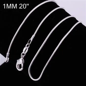 Grandes promotions 100 pièces 925 argent Sterling chaîne serpent lisse collier fermoirs à homard chaîne bijoux taille 1mm 16 pouces --- 24 pouces308W