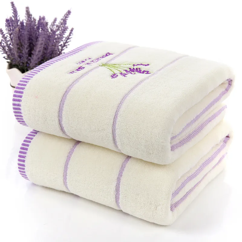 Towel High Quality 100% Lavender Cotton Fabric Set Bath Towels For Adults child Face Bathroom 1309i