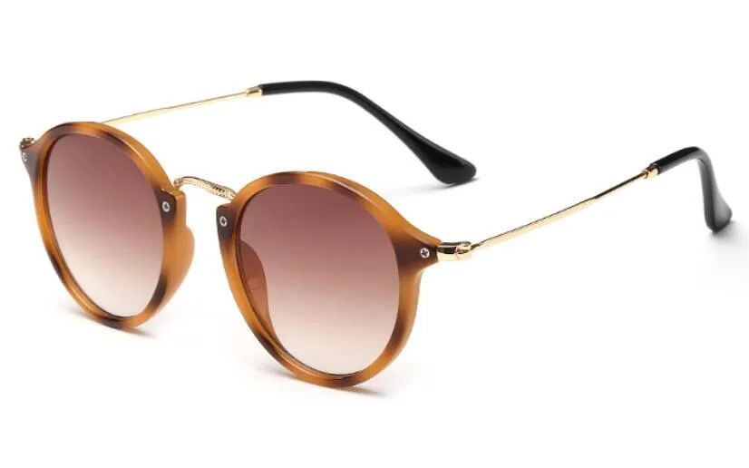 Moda clássica de óculos de sol redondos moldura de metal de metal dourado designer de óculos espelhos de sol, homens flash tons l8s com case2119