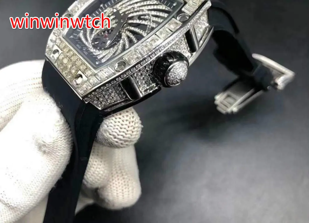 NEW fashion 51-02 Orologio da uomo con diamanti orologio da polso in acciaio inossidabile impermeabile cassa in argento con diamanti 38/45mm movimento automatico w291Z
