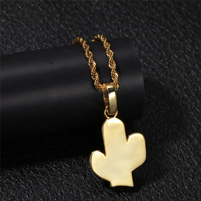 2019 Summer Green Cactus ketting Iced Out Cubic Zirkon Gold White Compated Mens Hip Hop Jewelry Gift248y