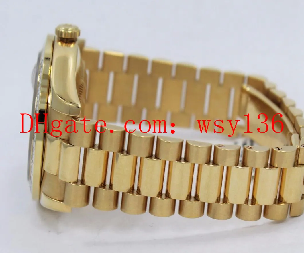 Montres-bracelets de luxe pour hommes Day-Date II Presi 218238 Baguettes en or jaune 18 carats Diamant 36 mm Mouvement mécanique automatique Mens220m