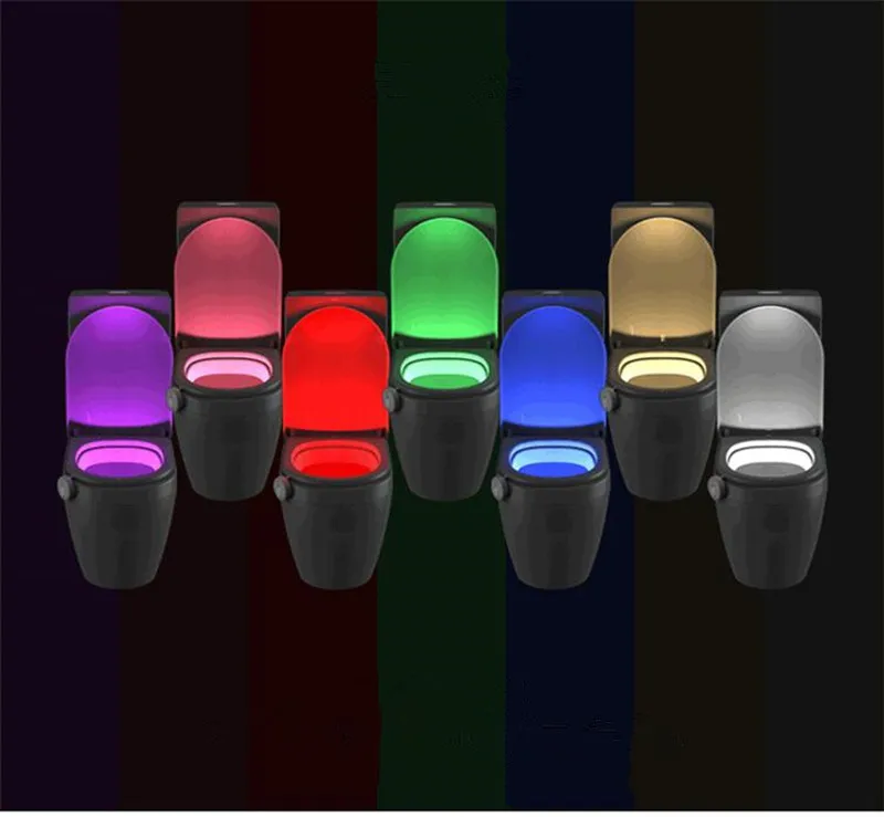 LED Sensor de movimento do banheiro Night Light 7 Cores Casoláveis ​​Indução humana Lâmpada noturna banheiro à prova d'água lâmpada de parada noturna245q