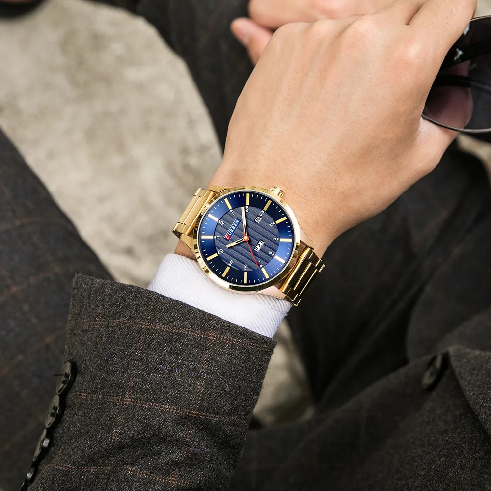 Curren Fashion Quartz Men Watches inossidabile cinghia in acciaio da polso calendario casual uomo Guarda le imprese maschili relogio mascolino292w