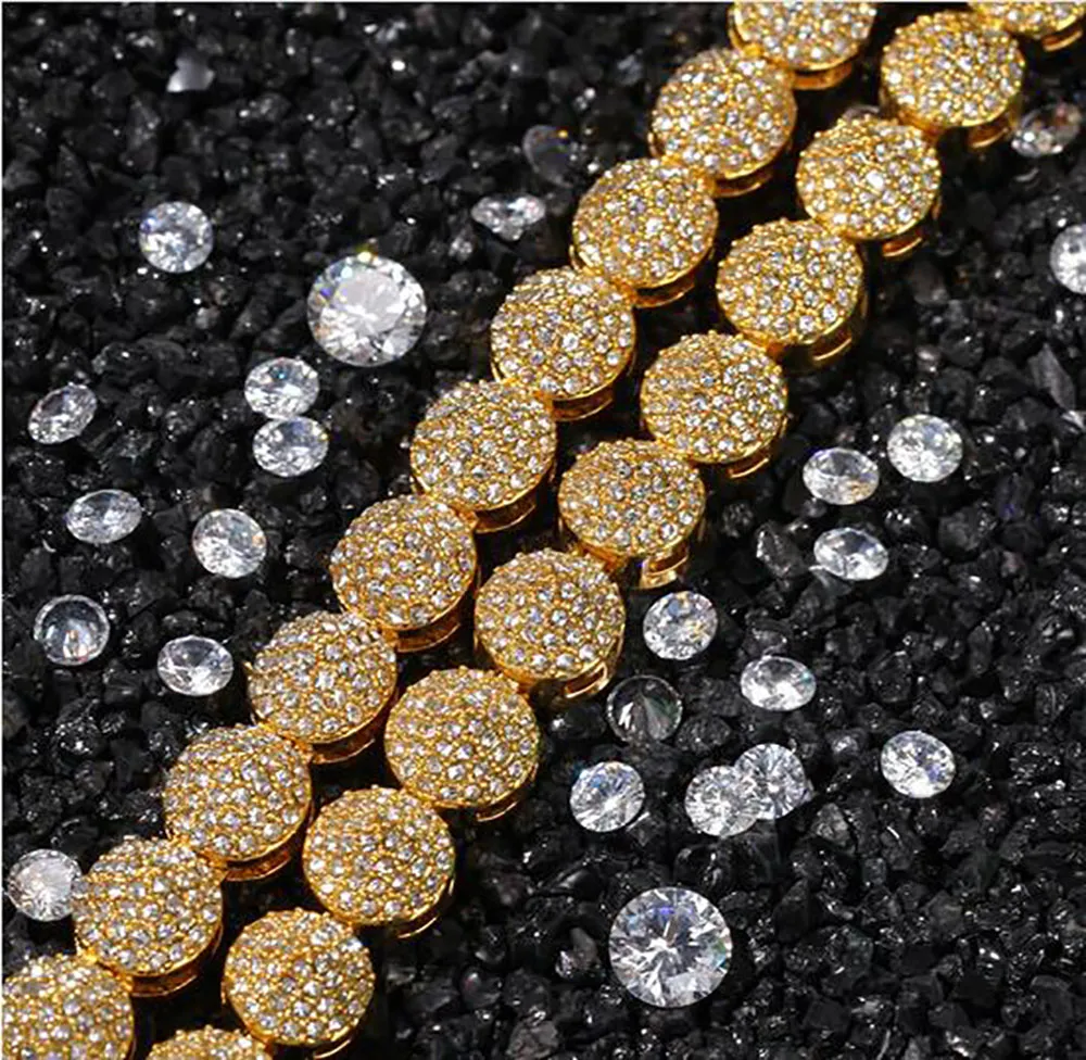 Erkek 10mm 18k gerçek altın küme zinciri kolye 18 inç 20 inç hiphop kolye hediyeleri mücevher307o