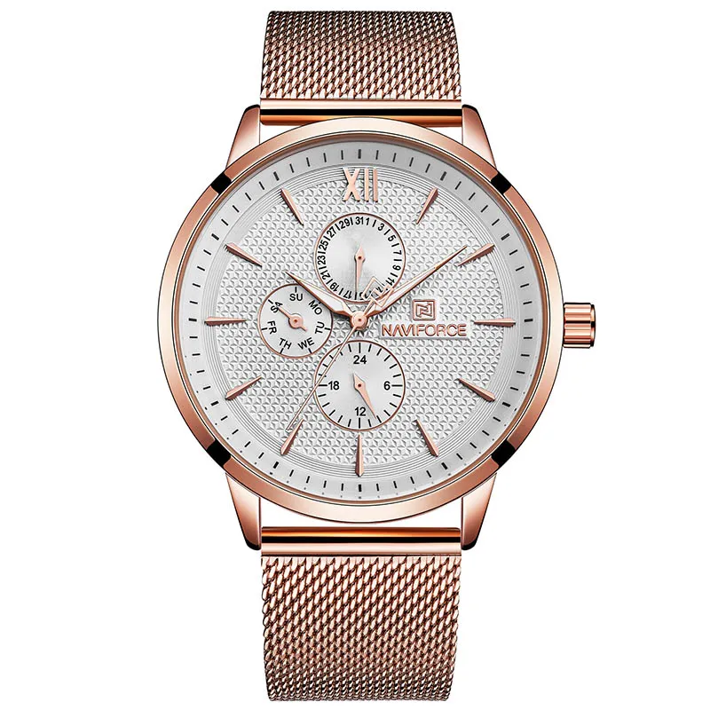 NAVIFORCE Top Brand Luxury Watches Men Stainless Steel Ultra Thin Watches Male Date Quartz Clock Sports Watch Relogio Masculino2621