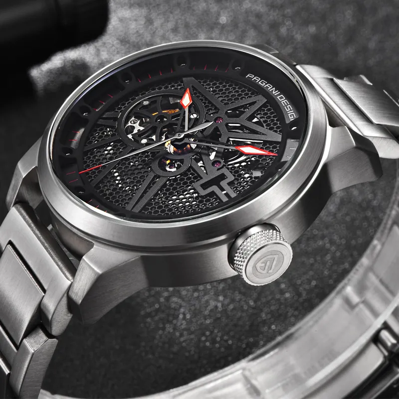 Mode Luxe Merk Pagani Lederen Tourbillon Automatische Horloge Mannen Horloge Mannen Mechanische Stalen Horloges Relogio Masculin294T