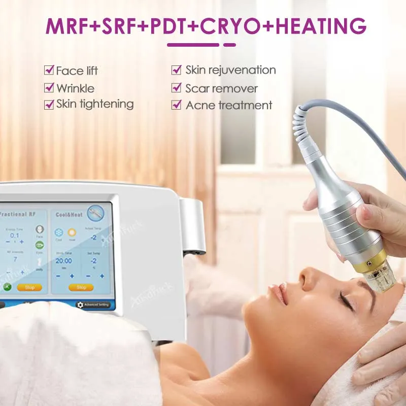 Fractional Rf Microneedle Facial Skin Care Body Lifting Cold Cool Heat Hammer Radio Frequency 8tips Deep Wrinkles Akne Pigmentation Removal